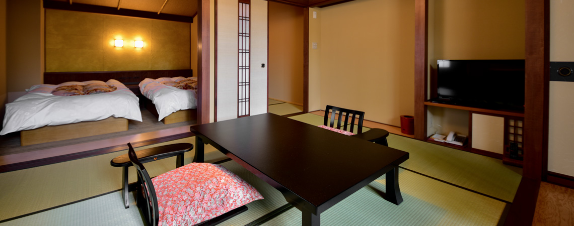 Japanese-western style room with an open-air bath