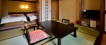 Japanese-western style room with an open-air bath