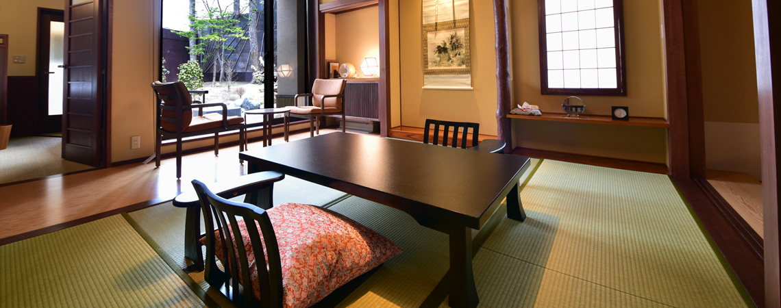 Japanese-western style room with an open-air bath