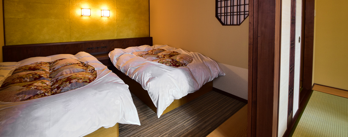 Japanese-western style room with an open-air bath